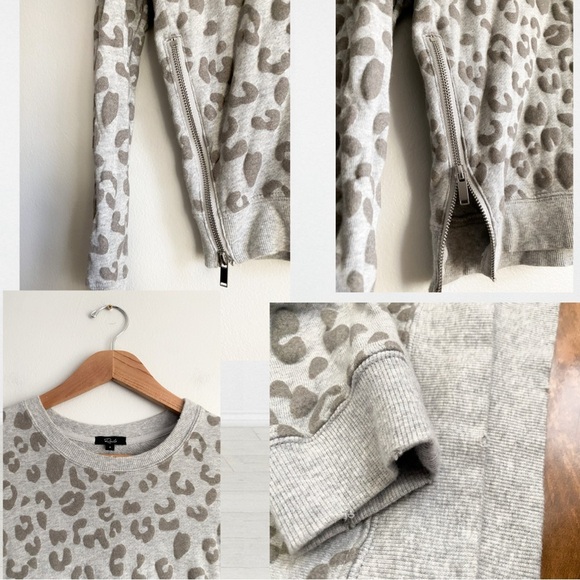 RAILS Leopard Animal Print Sweater Pullover Sweatshirt Marlo Flocked Grey Modal - Picture 12 of 13